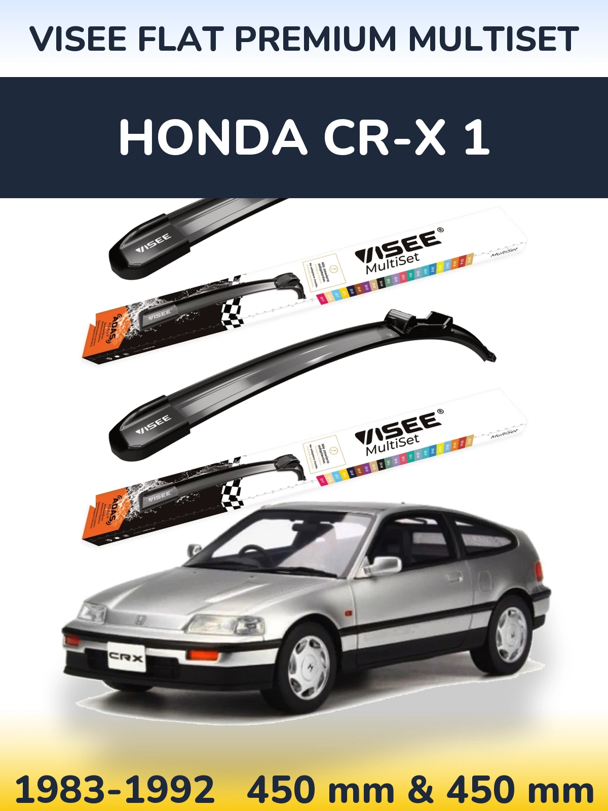 Sada předních stěračů VISEE FLAT PREMIUM MultiSet 450 a 450 mm pro Honda CR-X 1 1983-1992