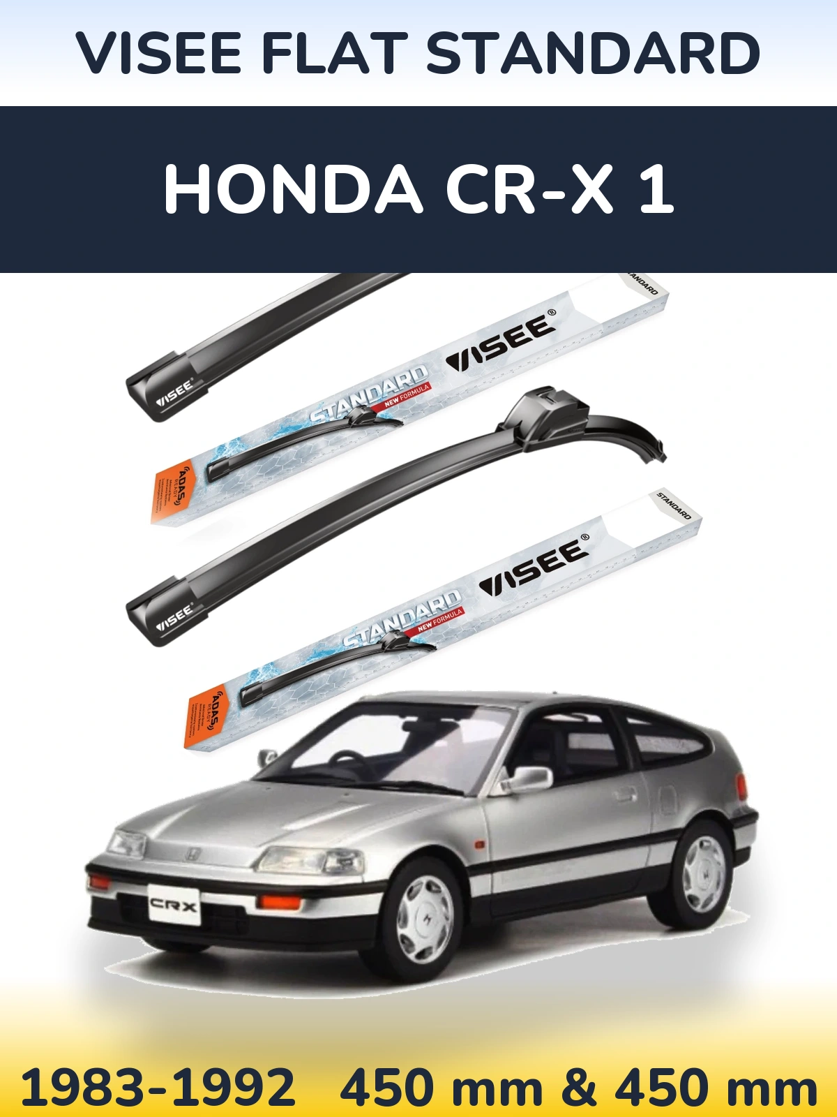 Sada předních stěračů VISEE FLAT STANDARD 450 a 450 mm pro Honda CR-X 1 1983-1992