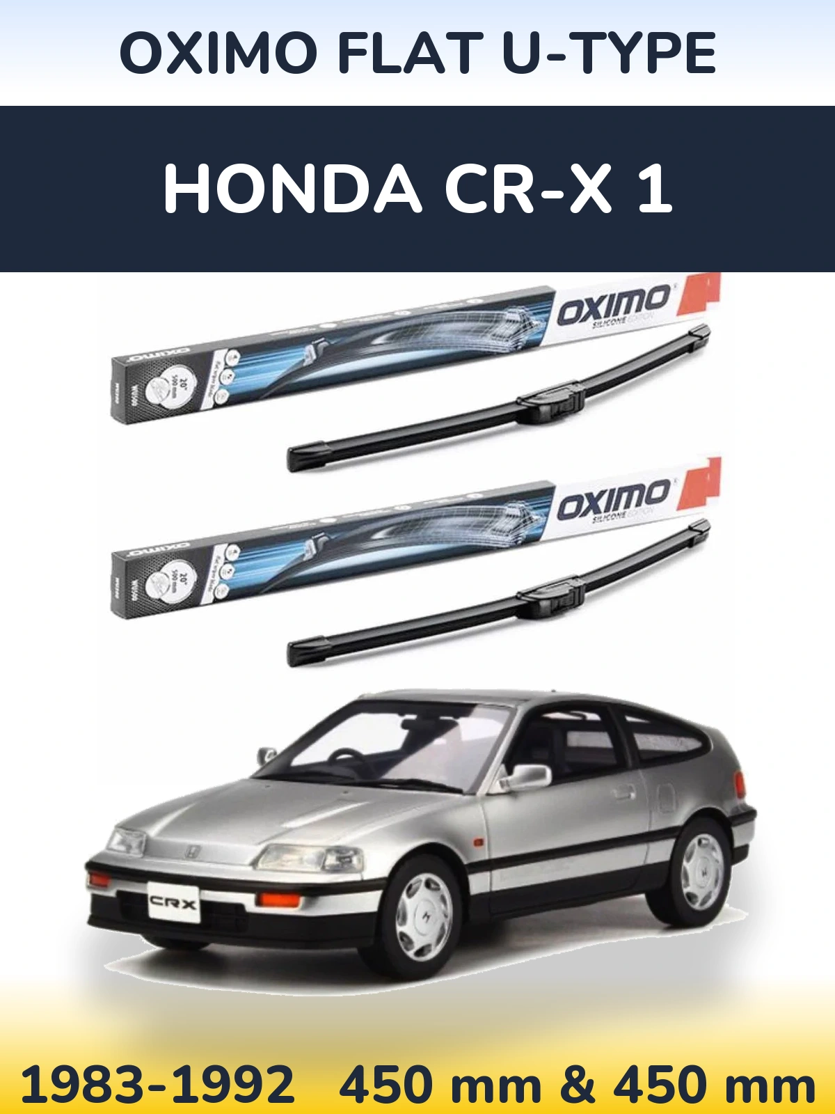 Sada předních stěračů Oximo Flat U-type 450 a 450 mm pro Honda CR-X 1 1983-1992