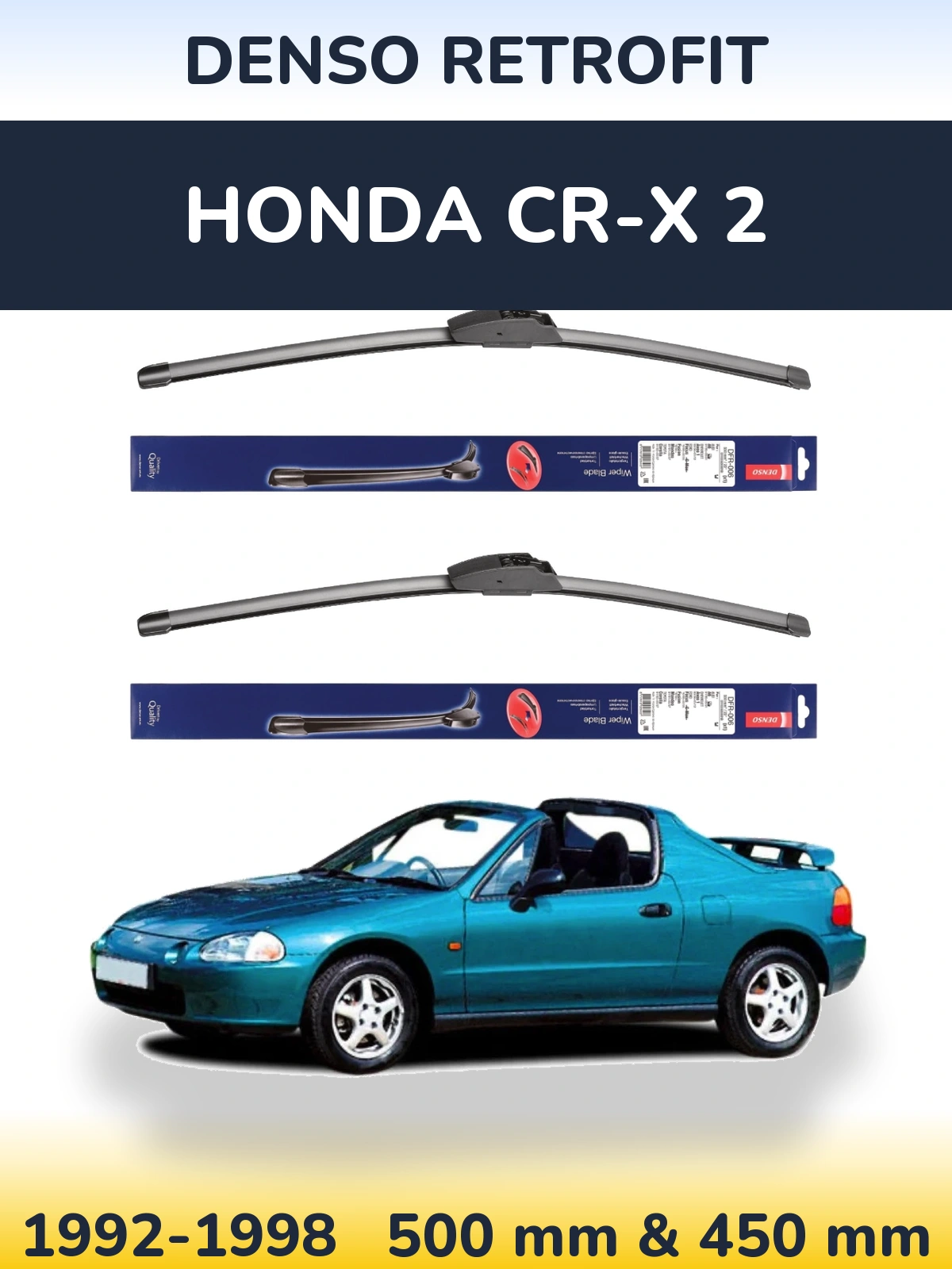 Sada předních stěračů Denso Retrofit 500 a 450 mm pro Honda CR-X 2 1992-1998
