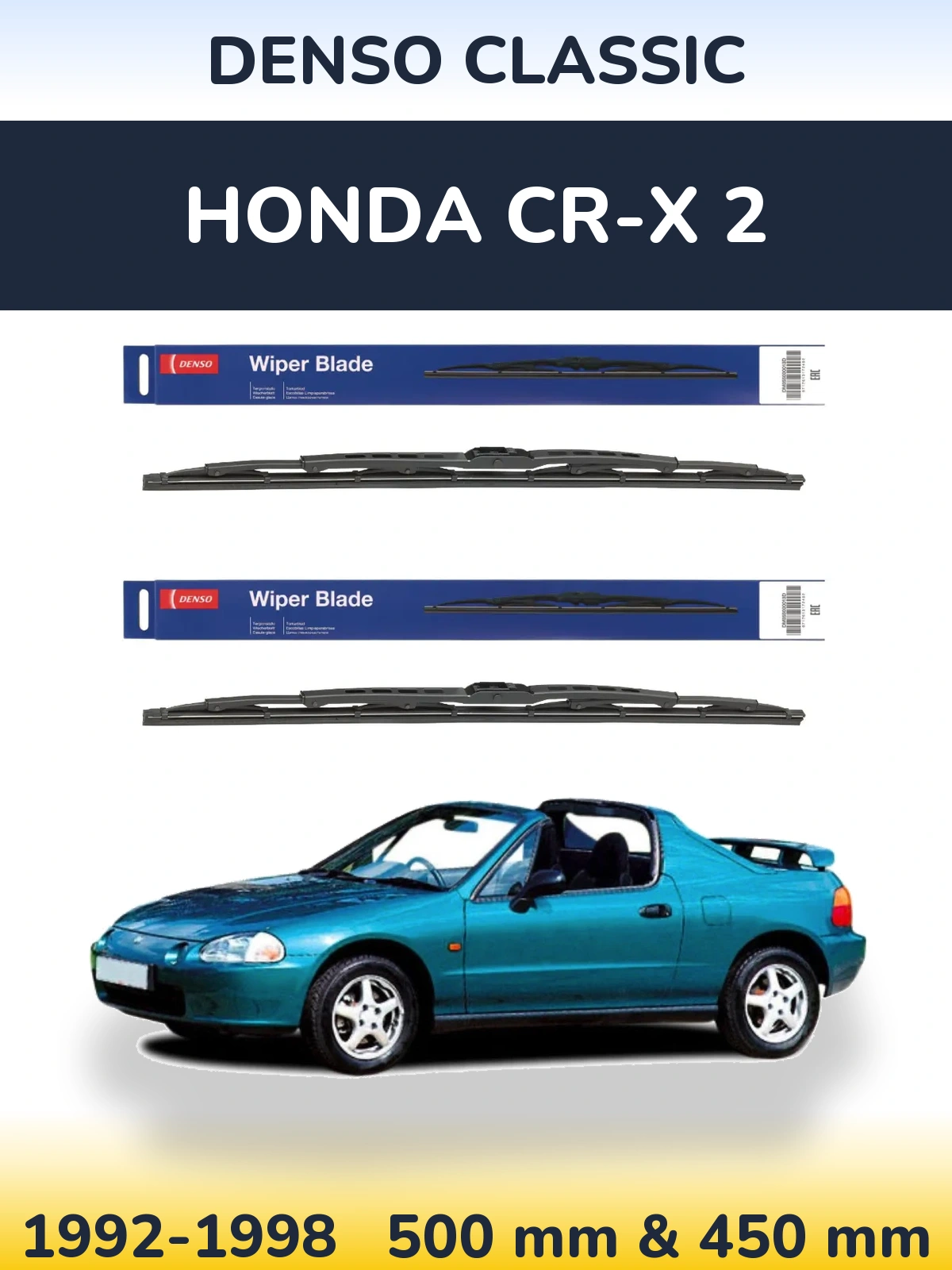 Sada předních stěračů Denso Classic 500 a 450 mm pro Honda CR-X 2 1992-1998