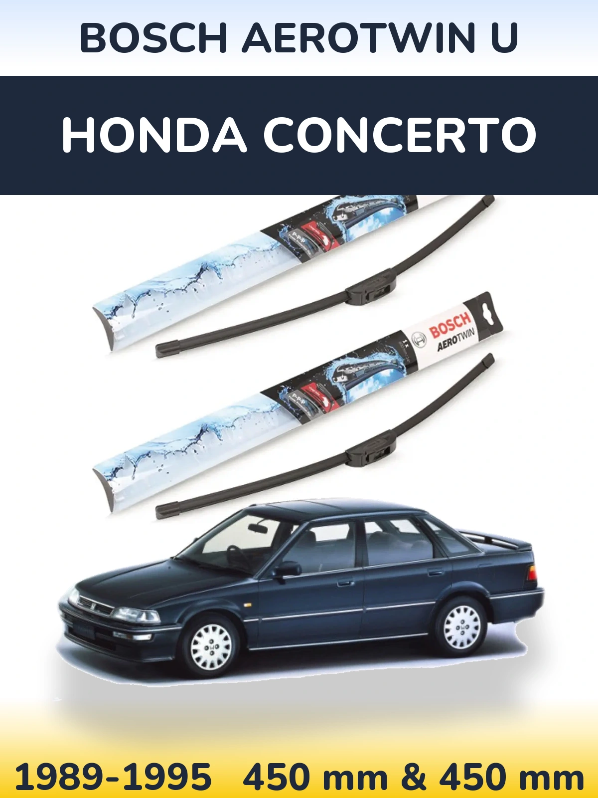 Sada předních stěračů BOSCH AeroTwin U 450 a 450 mm pro Honda Concerto 1989-1995
