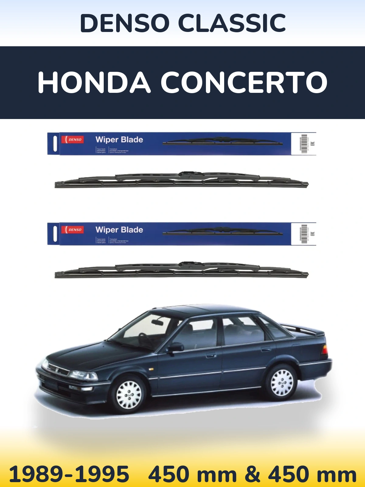 Sada předních stěračů Denso Classic 450 a 450 mm pro Honda Concerto 1989-1995