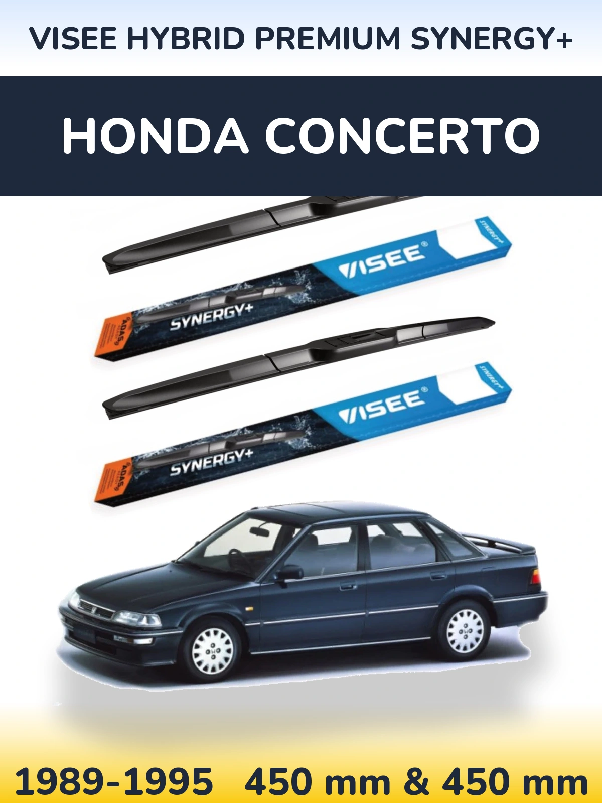 Sada předních stěračů VISEE HYBRID PREMIUM SYNERGY+ 450 a 450 mm pro Honda Concerto 1989-1995