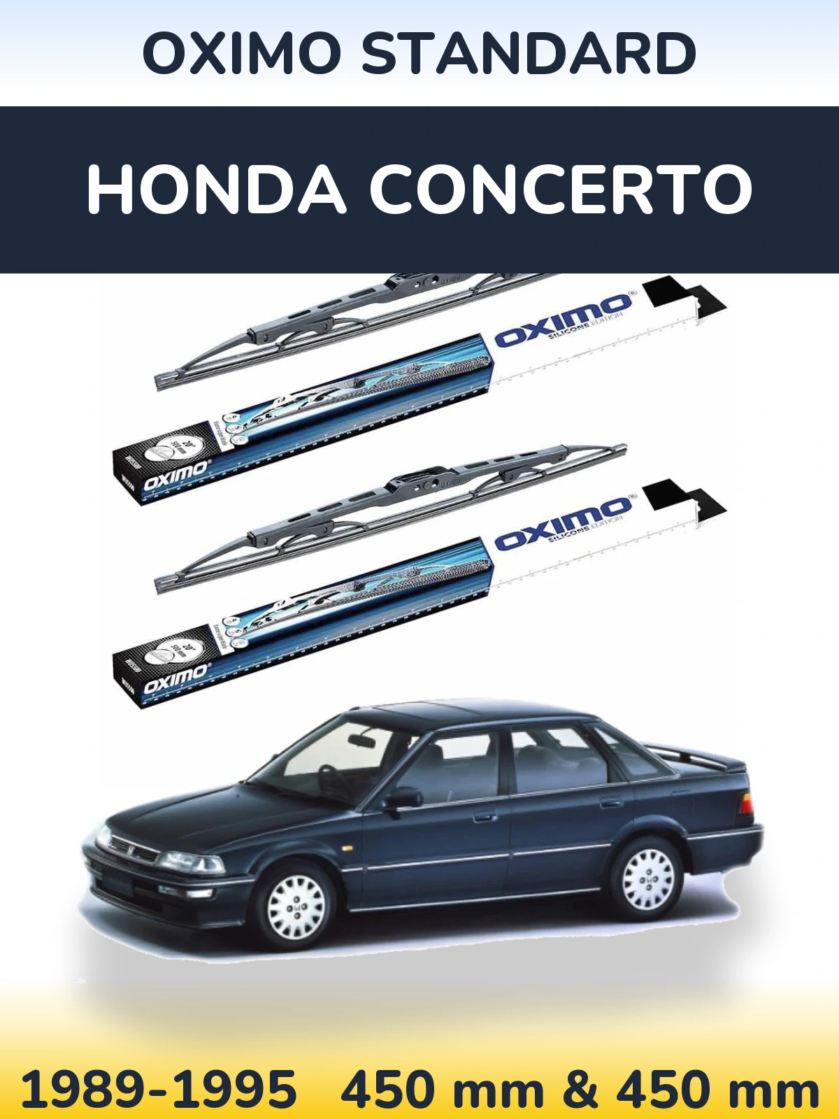 Sada předních stěračů Oximo Standard 450 a 450 mm pro Honda Concerto 1989-1995