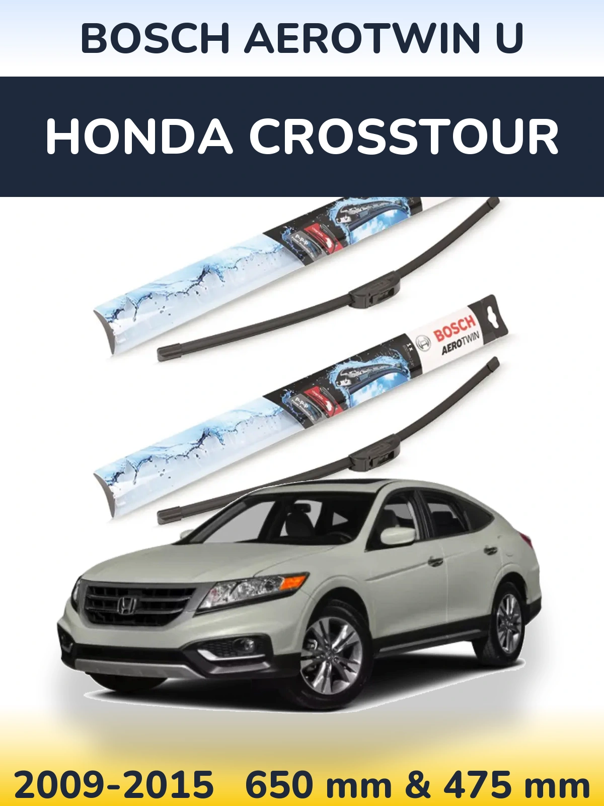 Sada předních stěračů BOSCH AeroTwin U 650 a 475 mm pro Honda Crosstour 2009-2015
