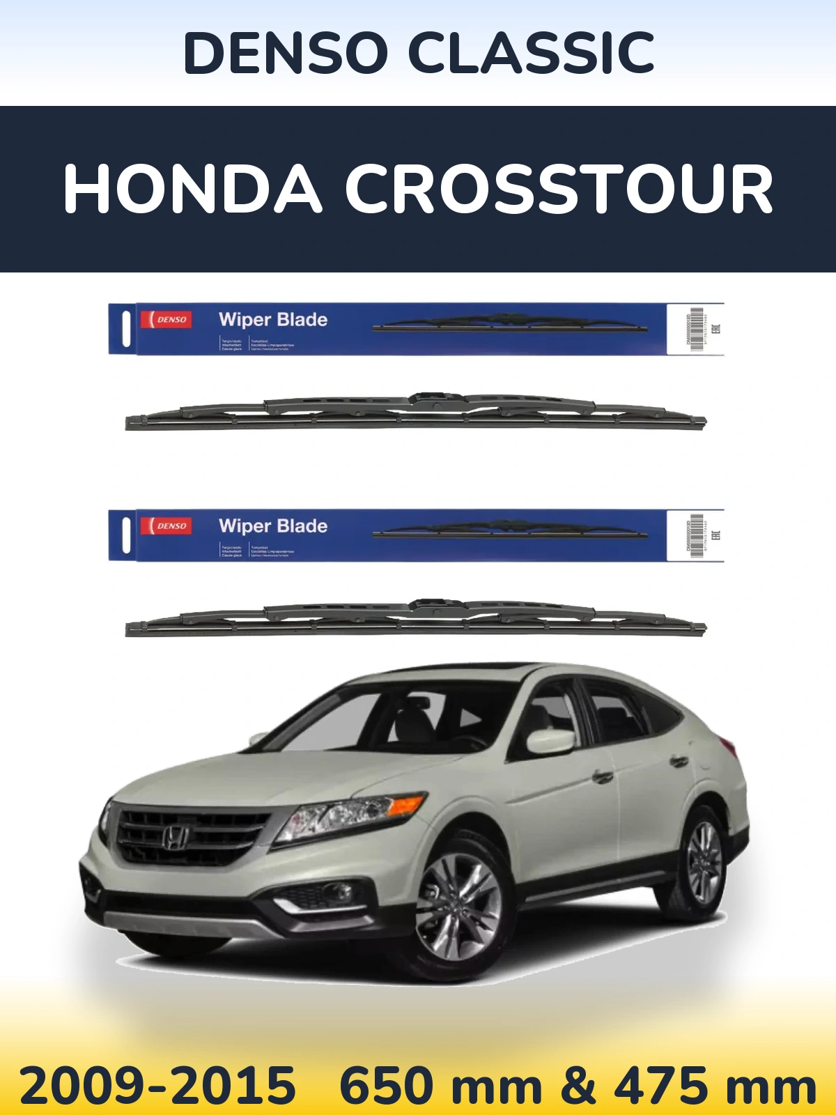 Sada předních stěračů Denso Classic 650 a 475 mm pro Honda Crosstour 2009-2015