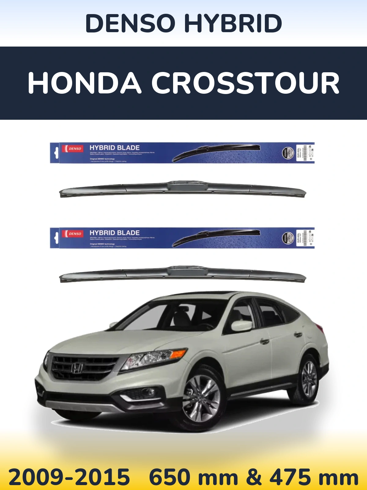 Sada předních stěračů Denso Hybrid 650 a 475 mm pro Honda Crosstour 2009-2015