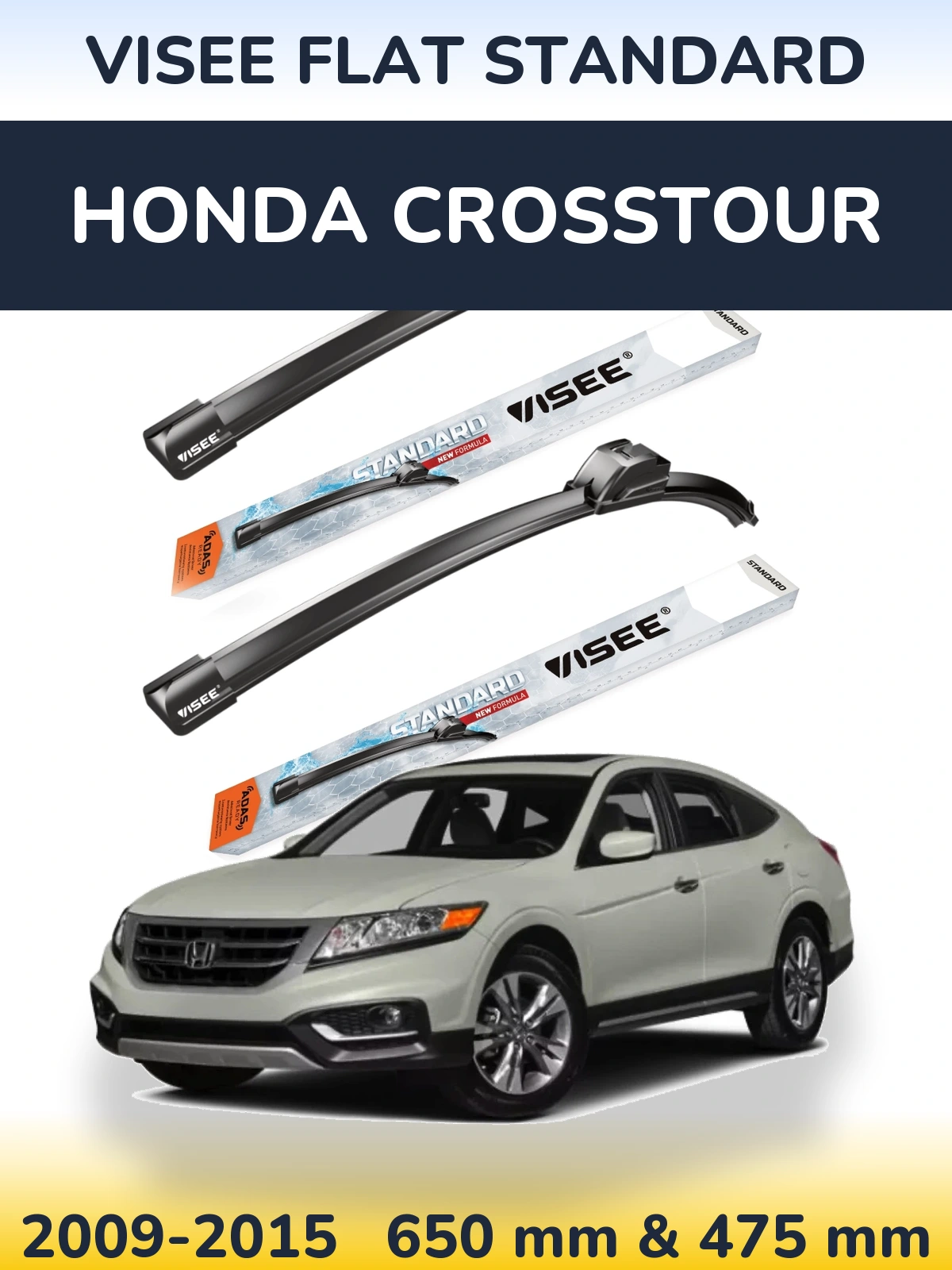 Sada předních stěračů VISEE FLAT STANDARD 650 a 475 mm pro Honda Crosstour 2009-2015