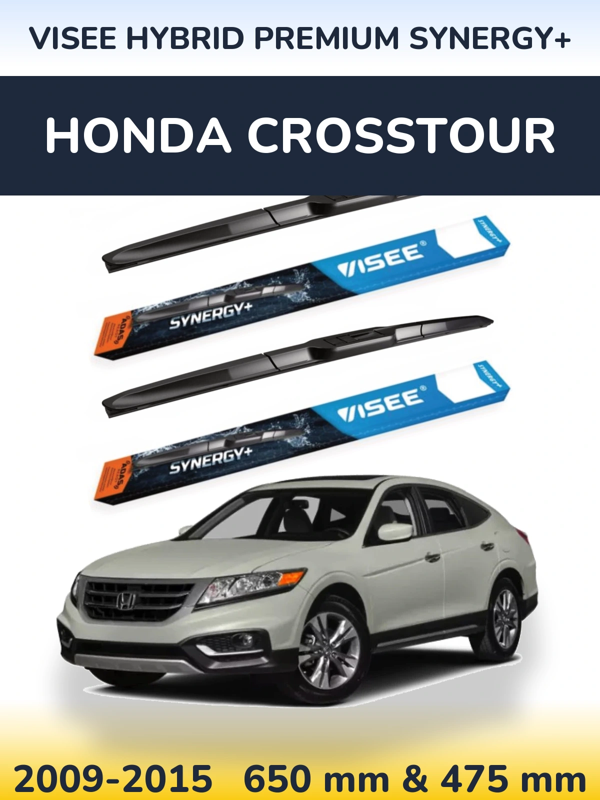 Sada předních stěračů VISEE HYBRID PREMIUM SYNERGY+ 650 a 475 mm pro Honda Crosstour 2009-2015