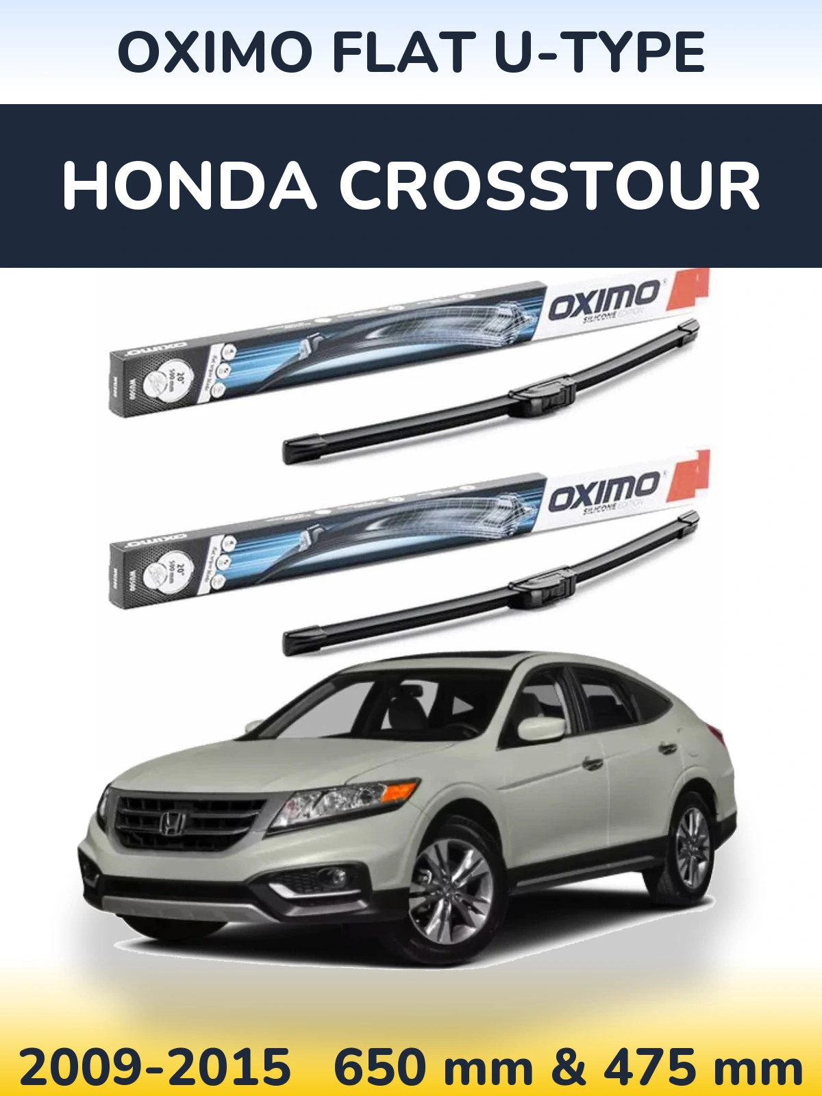 Комплект передніх щіток Oximo Flat U-type 650 & 475 мм для Honda Crosstour 2009-2015