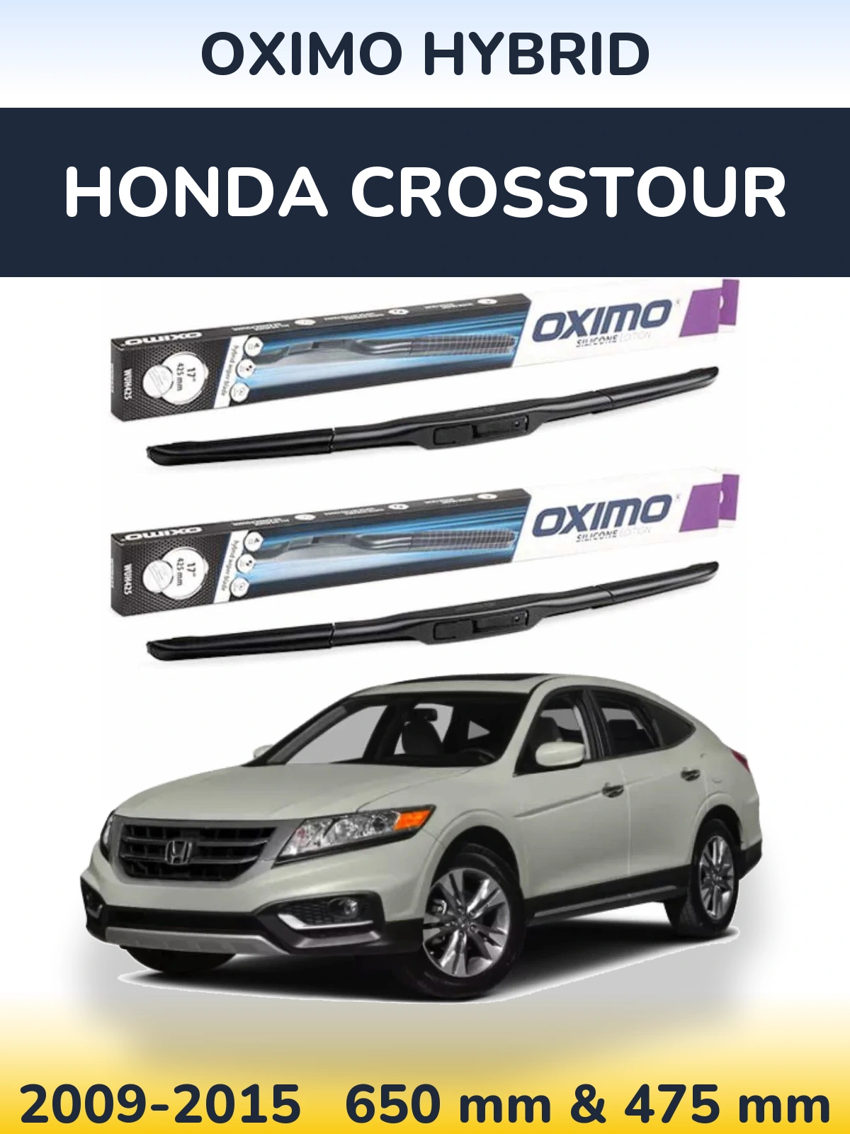 Sada předních stěračů Oximo Hybrid 650 a 475 mm pro Honda Crosstour 2009-2015