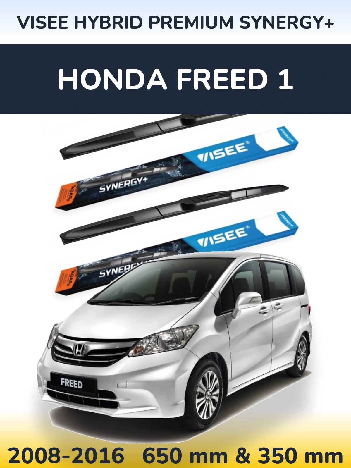 Sada předních stěračů VISEE HYBRID PREMIUM SYNERGY+ 650 a 350 mm pro Honda Freed 1 2008-2016