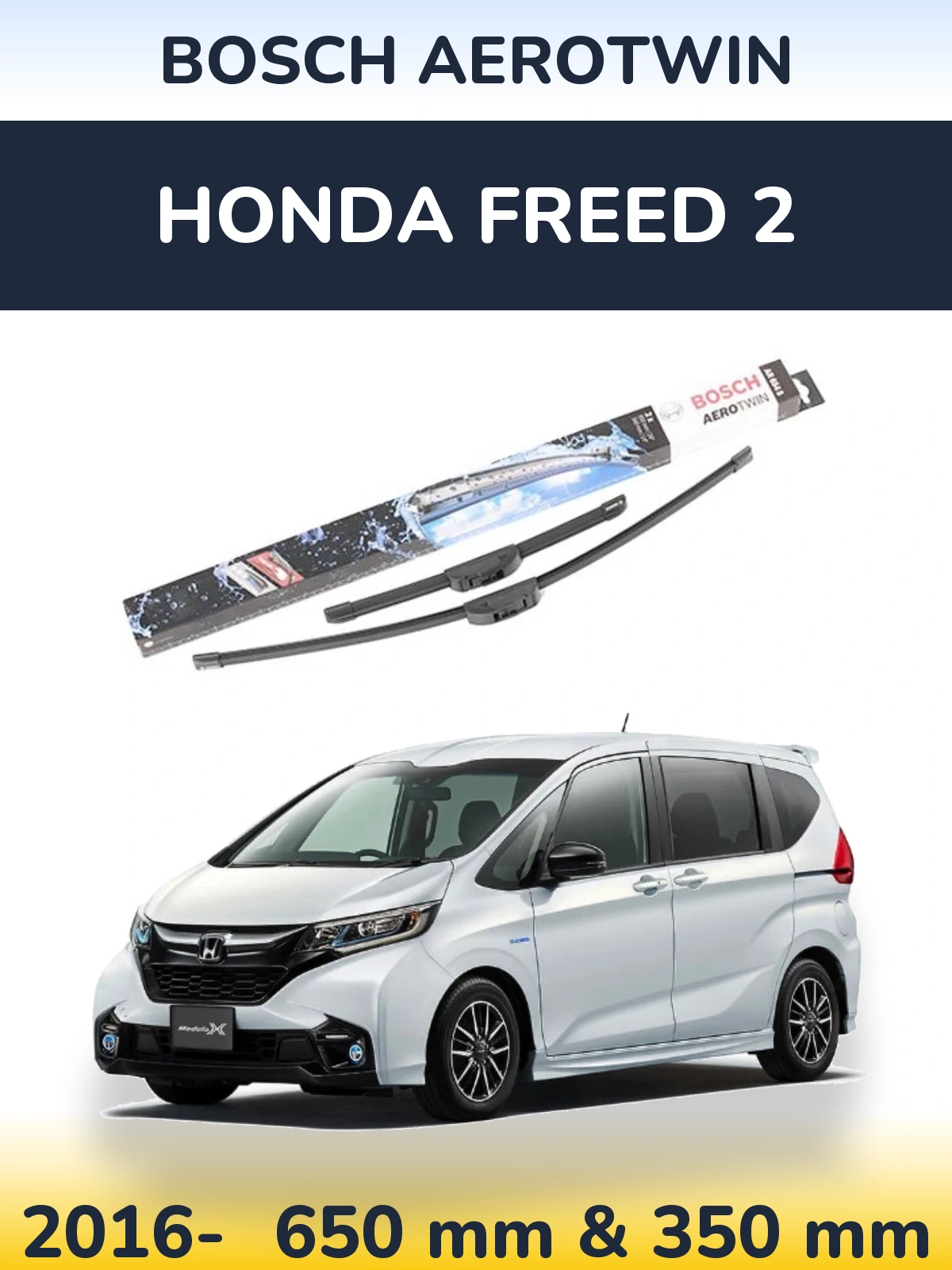 Sada předních stěračů BOSCH AeroTwin 650 a 350 mm pro Honda Freed 2 2016-2026