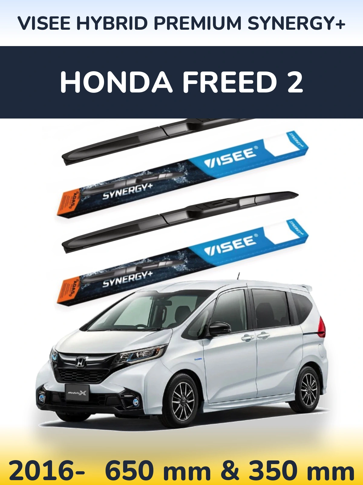 Sada předních stěračů VISEE HYBRID PREMIUM SYNERGY+ 650 a 350 mm pro Honda Freed 2 2016-2026