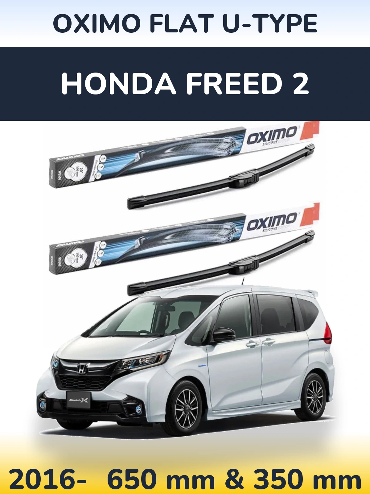 Sada předních stěračů Oximo Flat U-type 650 a 350 mm pro Honda Freed 2 2016-2026