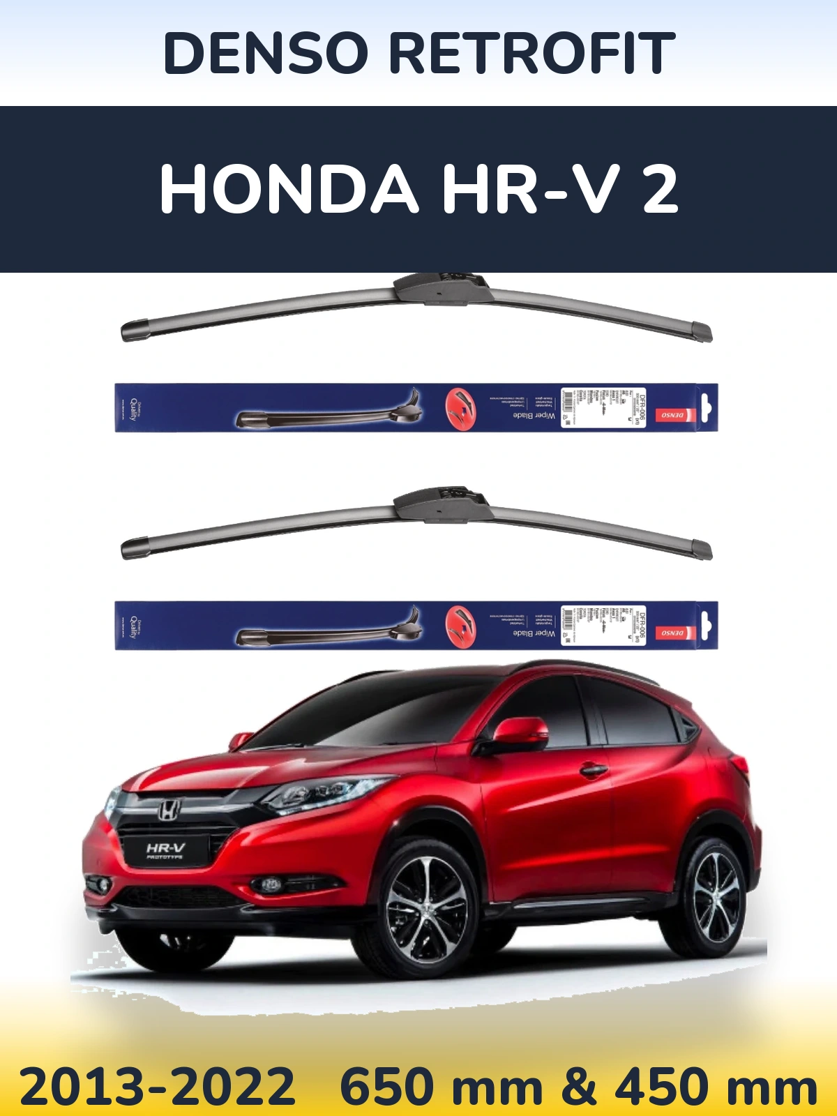 Sada předních stěračů Denso Retrofit 650 a 450 mm pro Honda HR-V 2 2013-2022