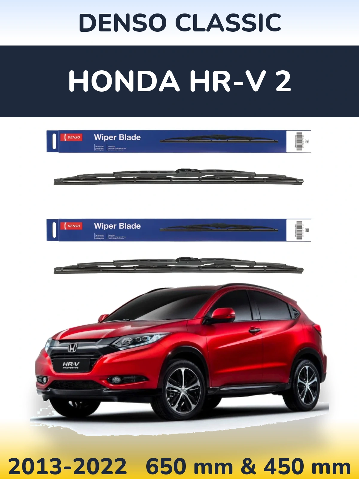 Sada předních stěračů Denso Classic 650 a 450 mm pro Honda HR-V 2 2013-2022