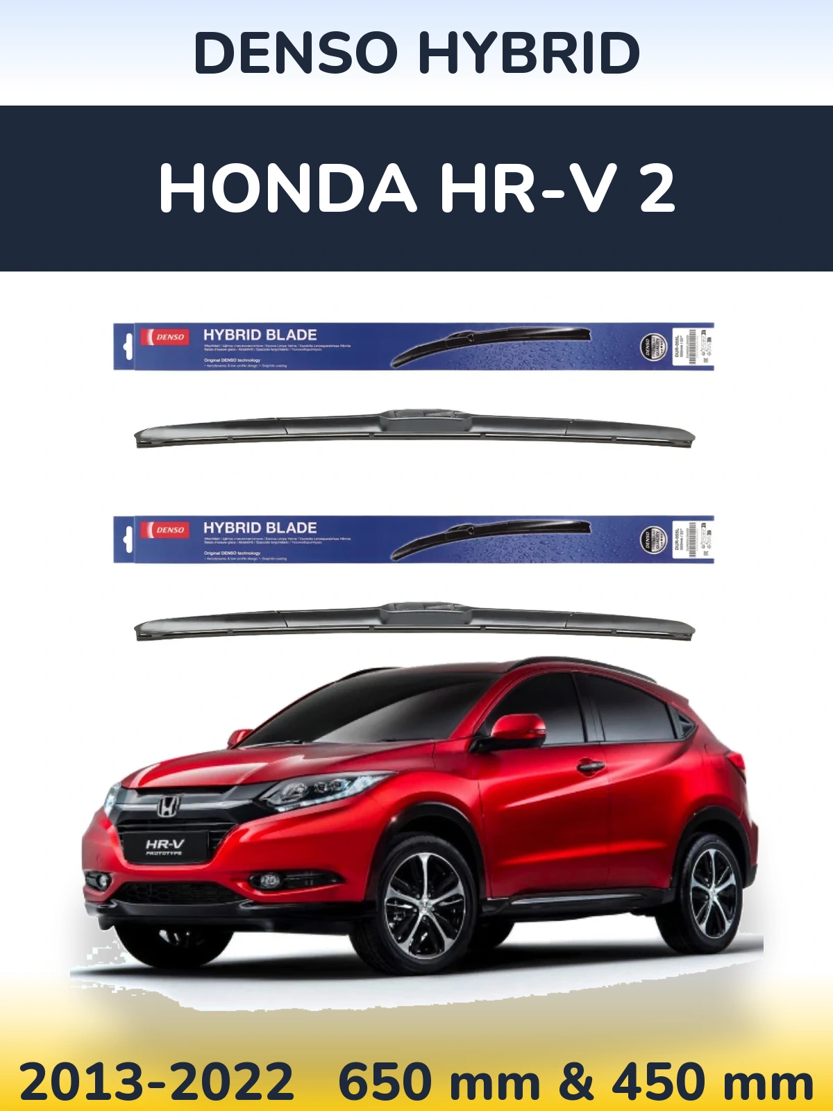 Sada předních stěračů Denso Hybrid 650 a 450 mm pro Honda HR-V 2 2013-2022