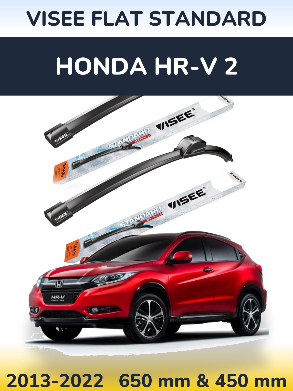 Sada předních stěračů VISEE FLAT STANDARD 650 a 450 mm pro Honda HR-V 2 2013-2022