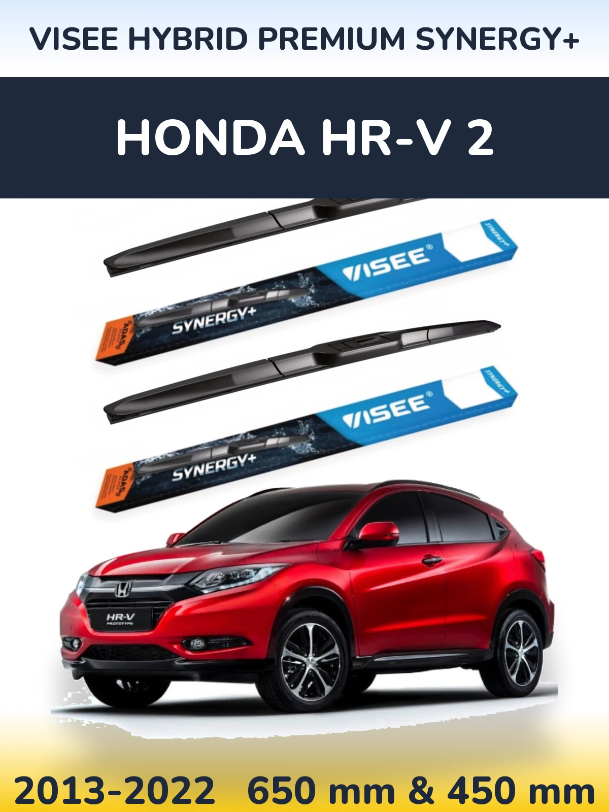 Sada předních stěračů VISEE HYBRID PREMIUM SYNERGY+ 650 a 450 mm pro Honda HR-V 2 2013-2022