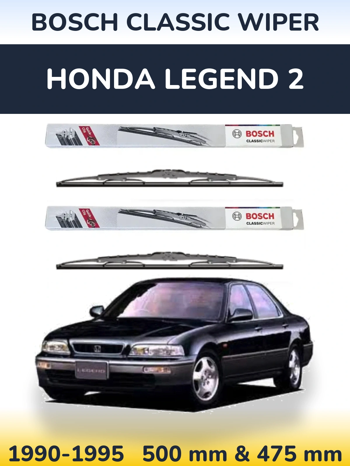 Sada předních stěračů BOSCH Classic Wiper 500 a 475 mm pro Honda Legend 2 1990-1995