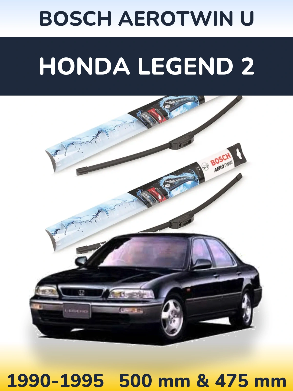 Sada předních stěračů BOSCH AeroTwin U 500 a 475 mm pro Honda Legend 2 1990-1995