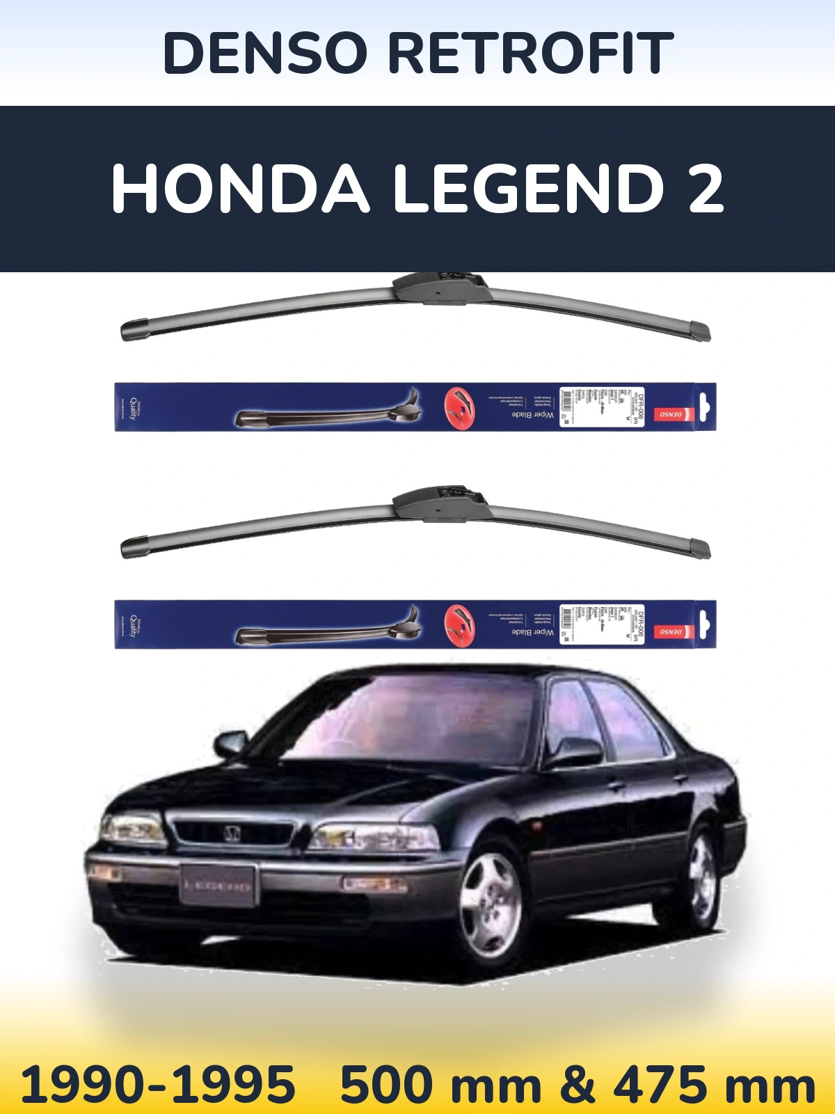 Sada předních stěračů Denso Retrofit 500 a 475 mm pro Honda Legend 2 1990-1995