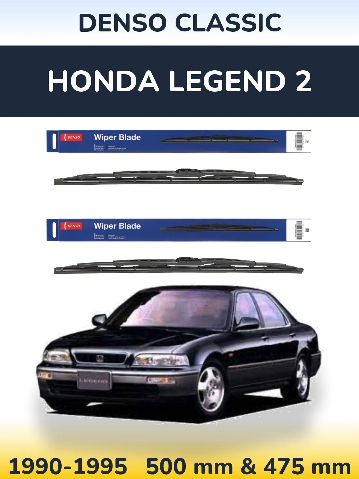 Sada předních stěračů Denso Classic 500 a 475 mm pro Honda Legend 2 1990-1995