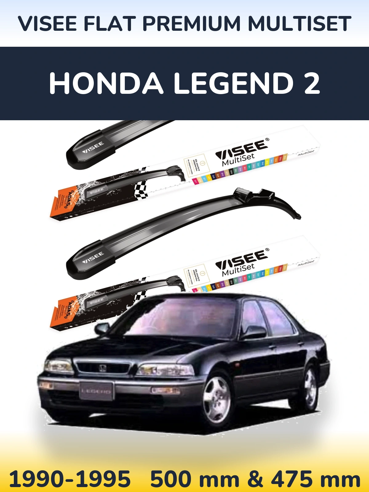 Sada předních stěračů VISEE FLAT PREMIUM MultiSet 500 a 475 mm pro Honda Legend 2 1990-1995