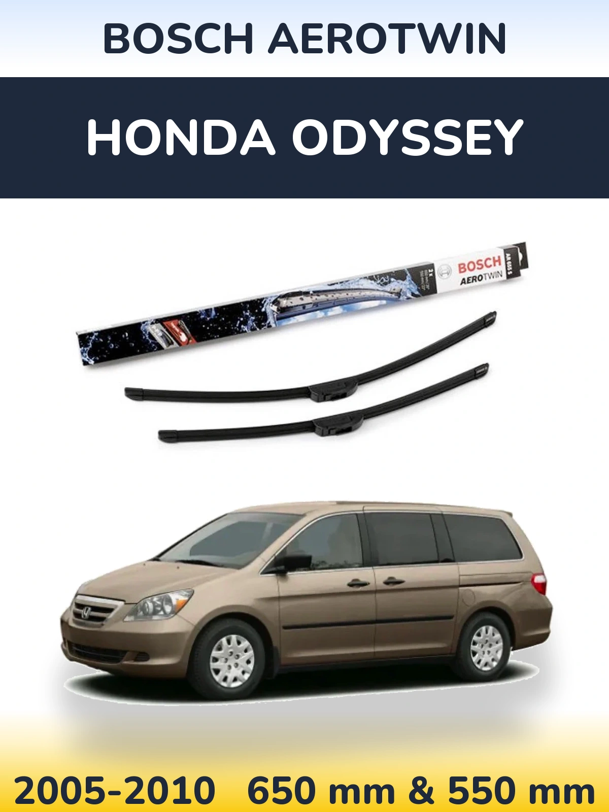 Sada předních stěračů BOSCH AeroTwin 650 a 550 mm pro Honda Odyssey 2005-2010