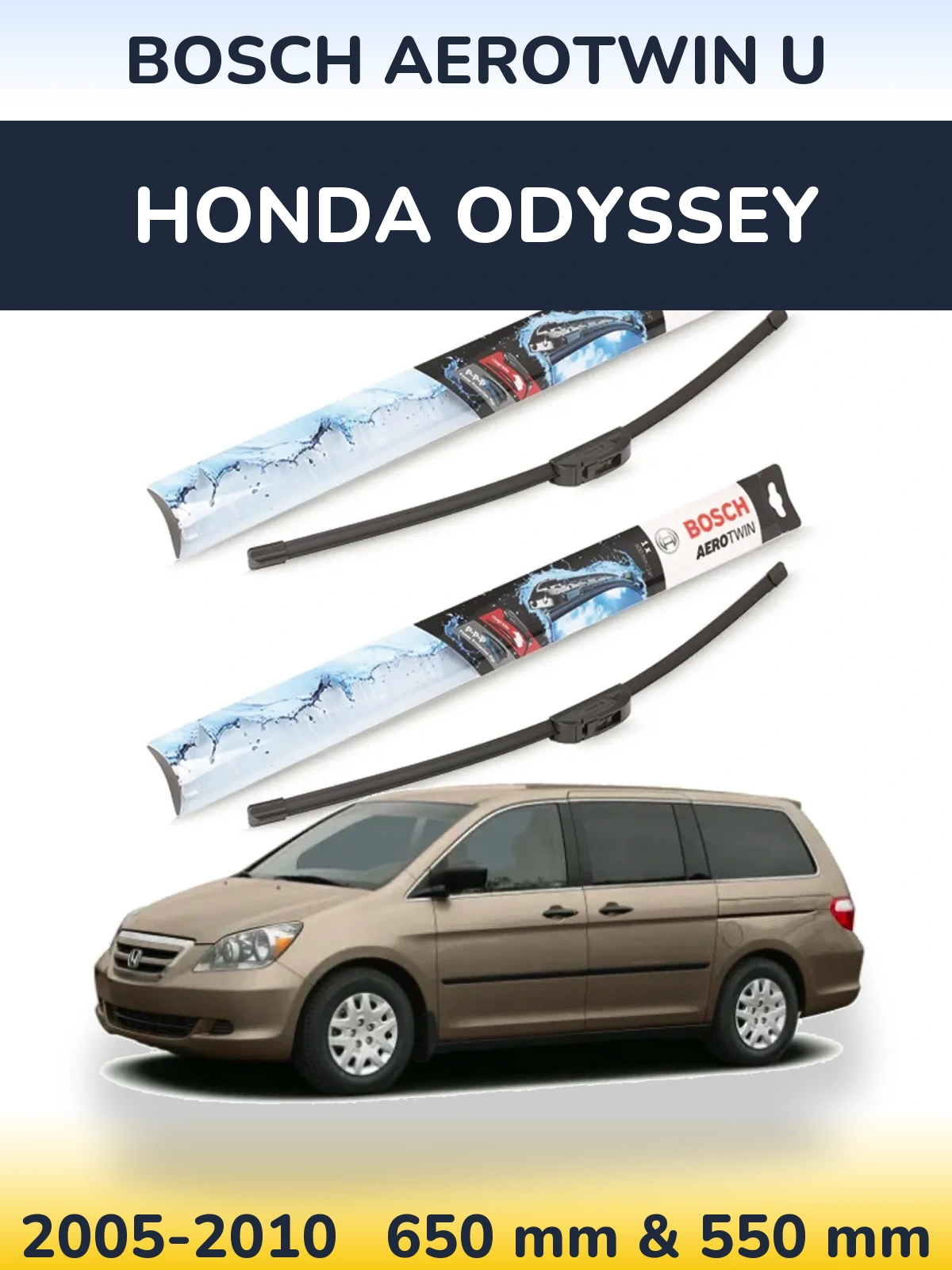 Sada předních stěračů BOSCH AeroTwin U 650 a 550 mm pro Honda Odyssey 2005-2010