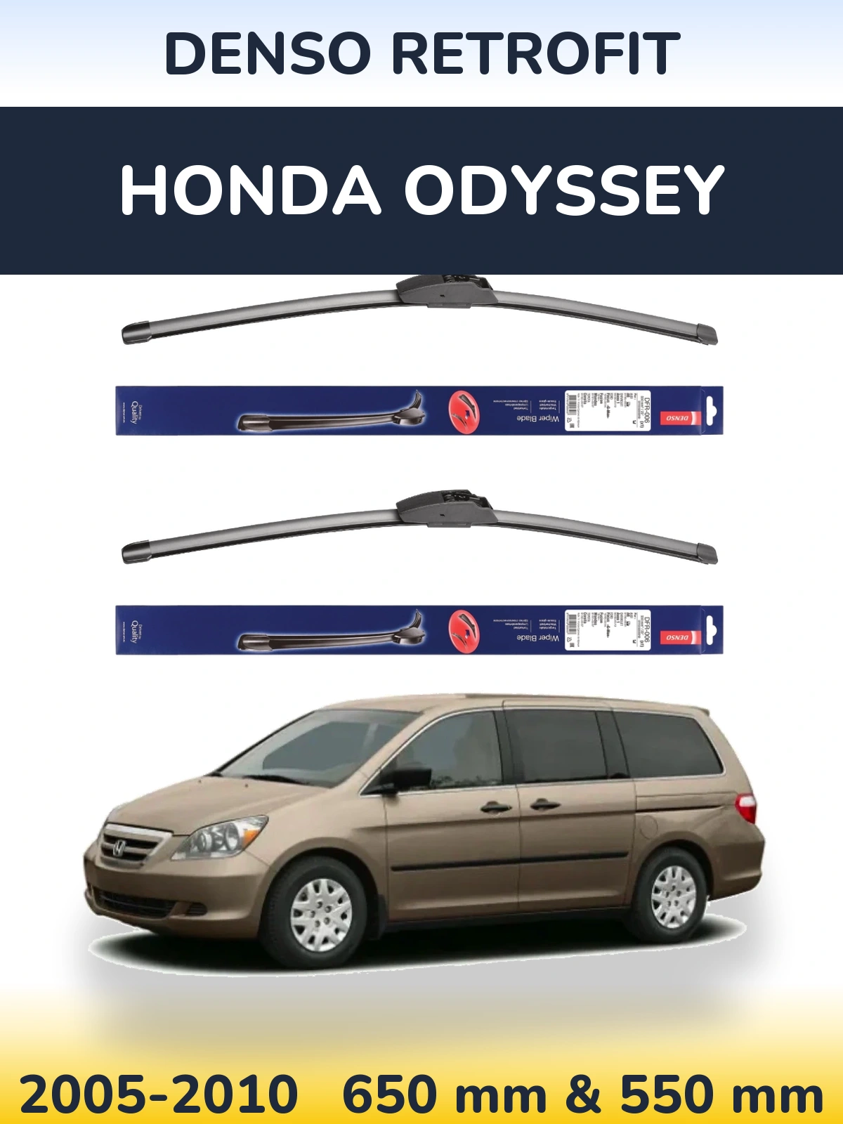 Sada předních stěračů Denso Retrofit 650 a 550 mm pro Honda Odyssey 2005-2010