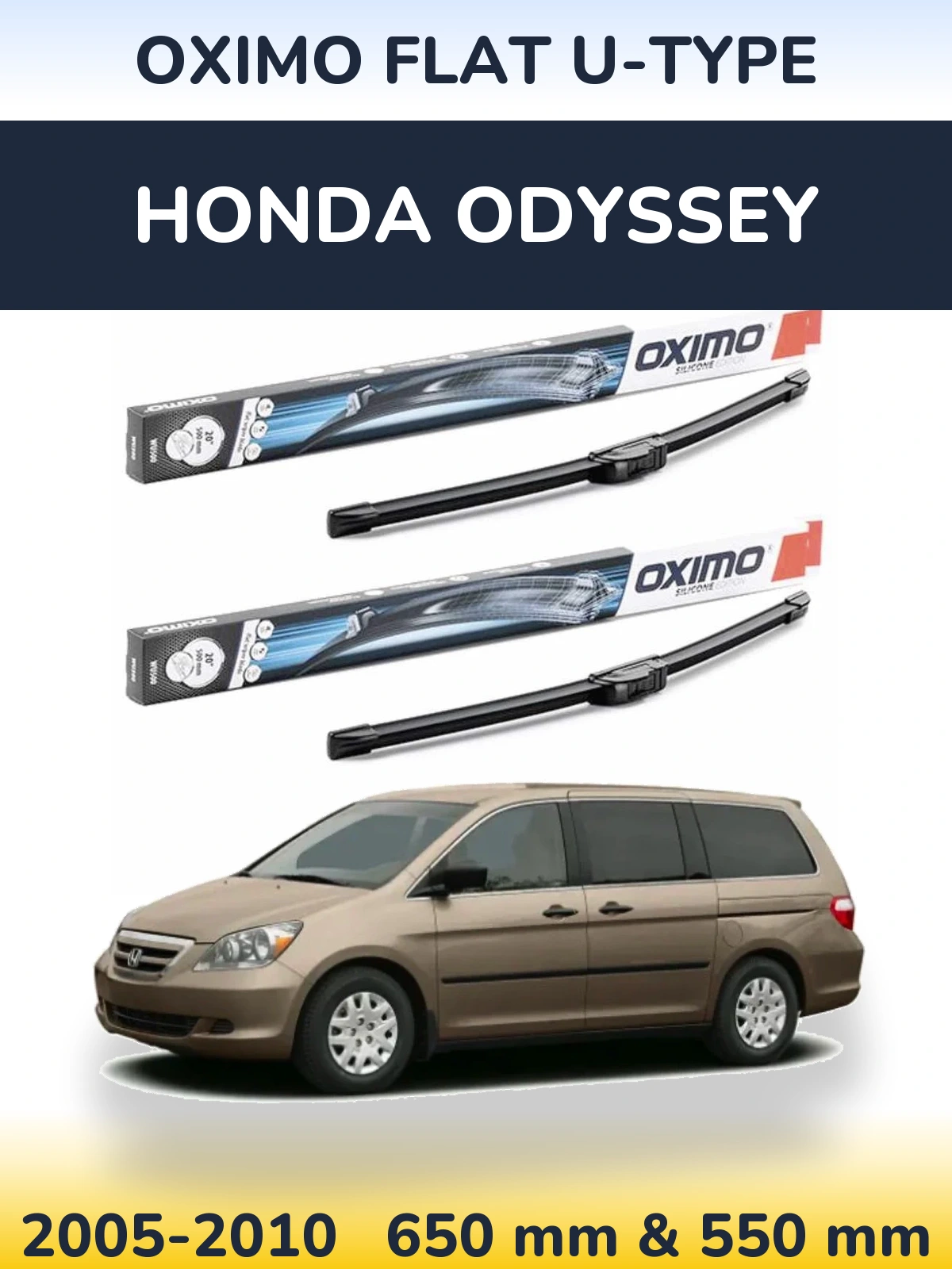 Sada předních stěračů Oximo Flat U-type 650 a 550 mm pro Honda Odyssey 2005-2010