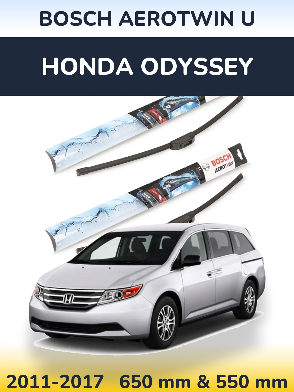 Sada předních stěračů BOSCH AeroTwin U 650 a 550 mm pro Honda Odyssey 2011-2017