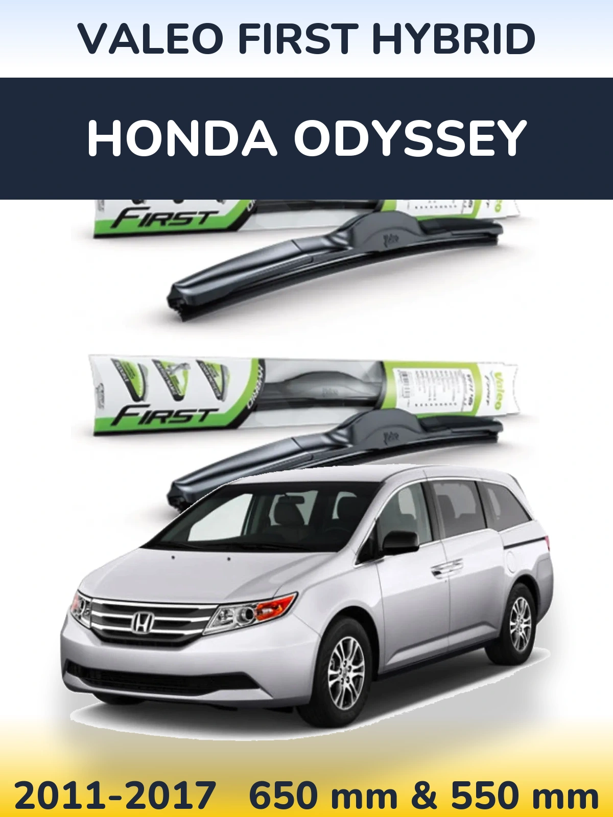 Sada předních stěračů Valeo First Hybrid 650 a 550 mm pro Honda Odyssey 2011-2017