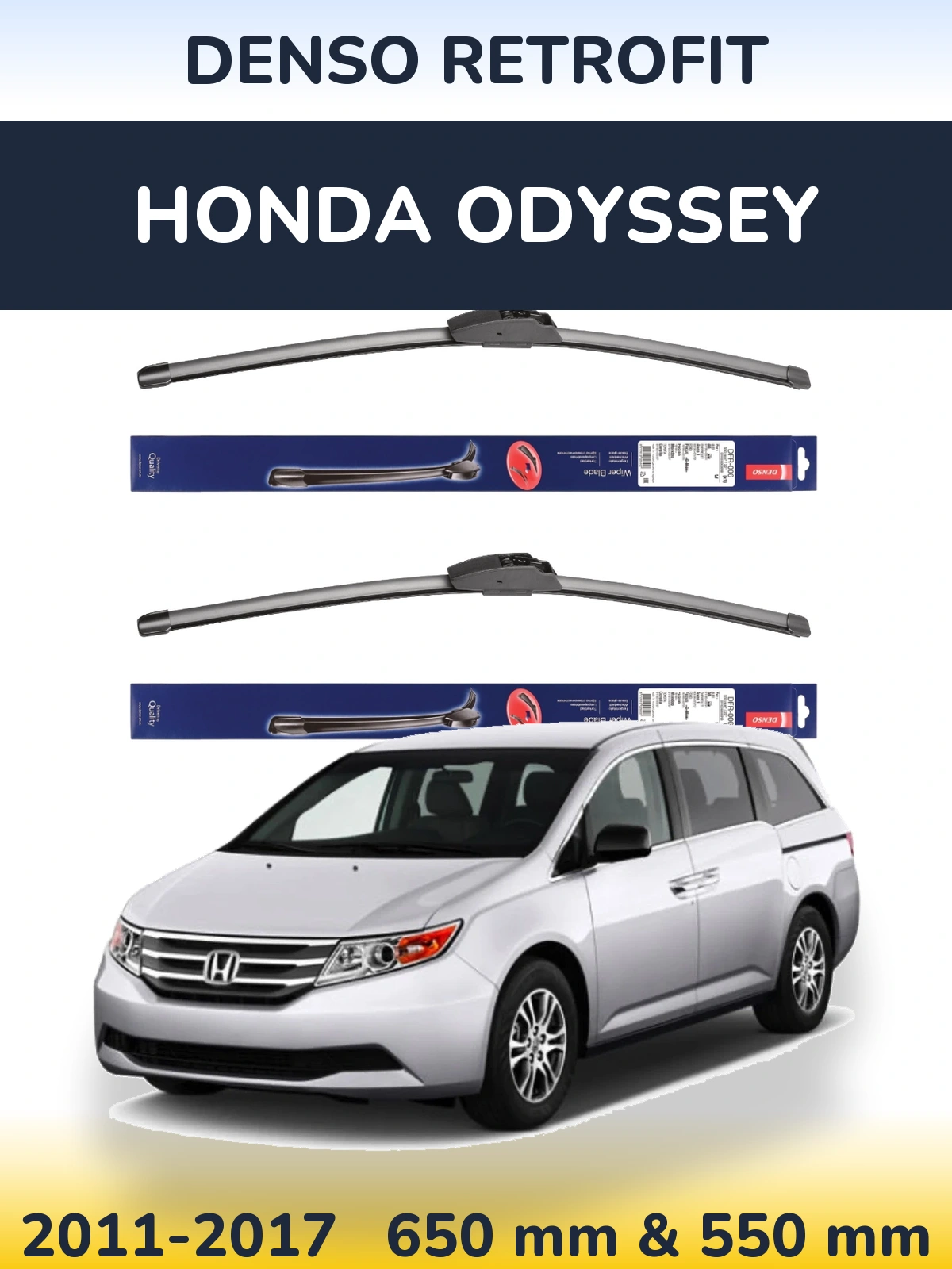 Sada předních stěračů Denso Retrofit 650 a 550 mm pro Honda Odyssey 2011-2017