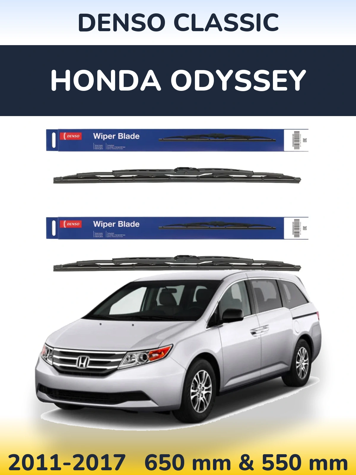 Sada předních stěračů Denso Classic 650 a 550 mm pro Honda Odyssey 2011-2017