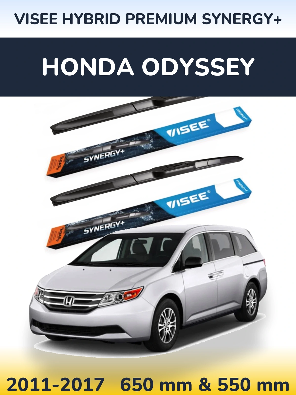Sada předních stěračů VISEE HYBRID PREMIUM SYNERGY+ 650 a 550 mm pro Honda Odyssey 2011-2017
