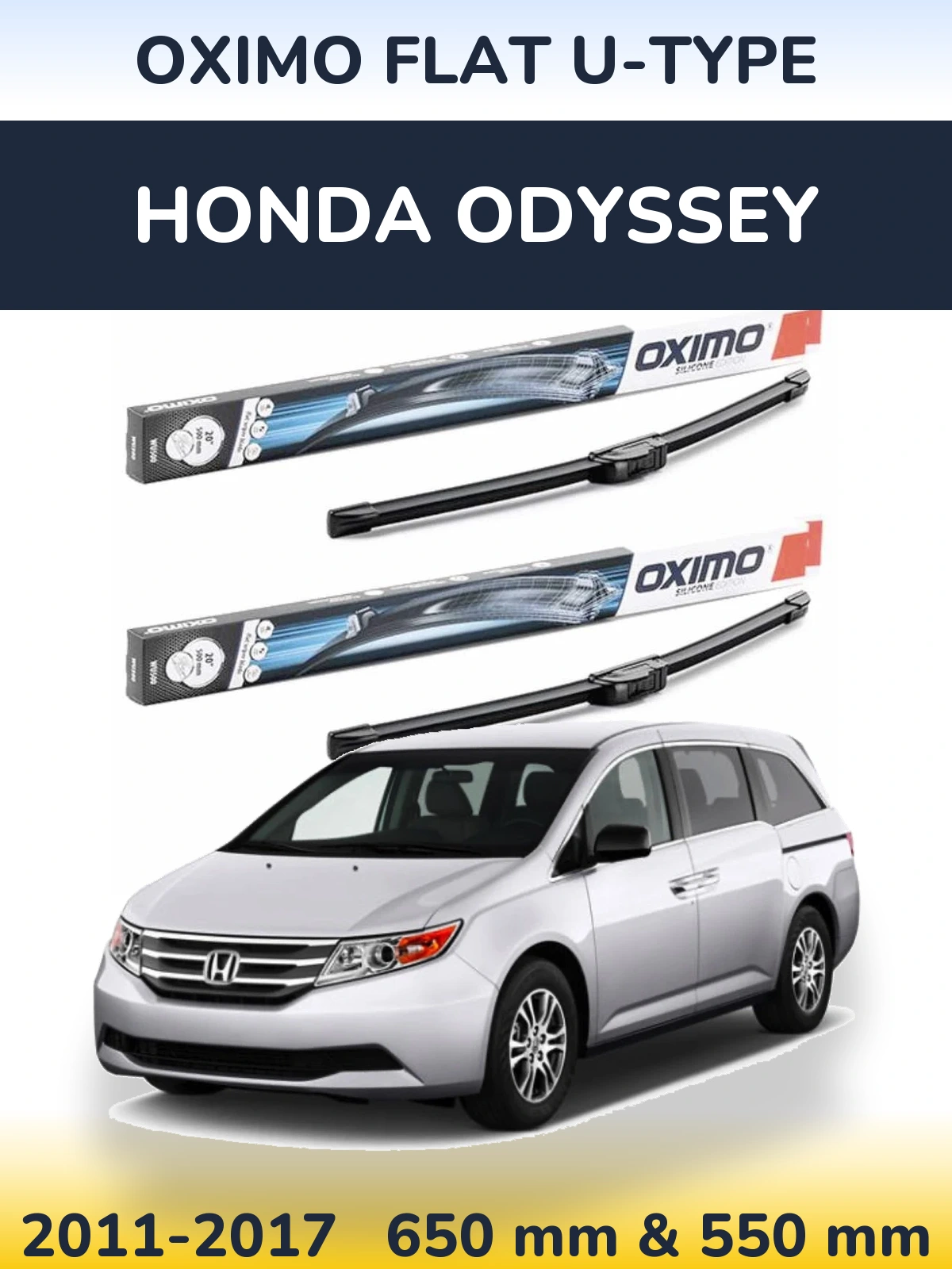 Sada předních stěračů Oximo Flat U-type 650 a 550 mm pro Honda Odyssey 2011-2017