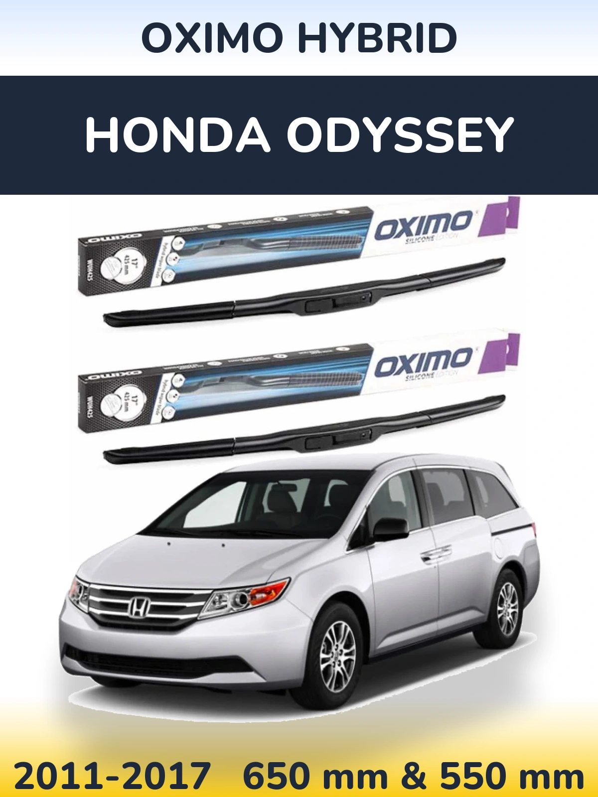 Sada předních stěračů Oximo Hybrid 650 a 550 mm pro Honda Odyssey 2011-2017