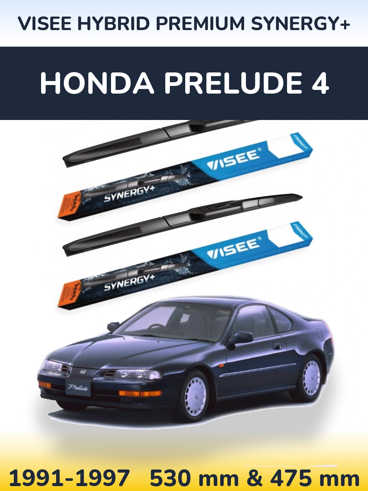 Sada předních stěračů VISEE HYBRID PREMIUM SYNERGY+ 530 a 475 mm pro Honda Prelude 4 1991-1997