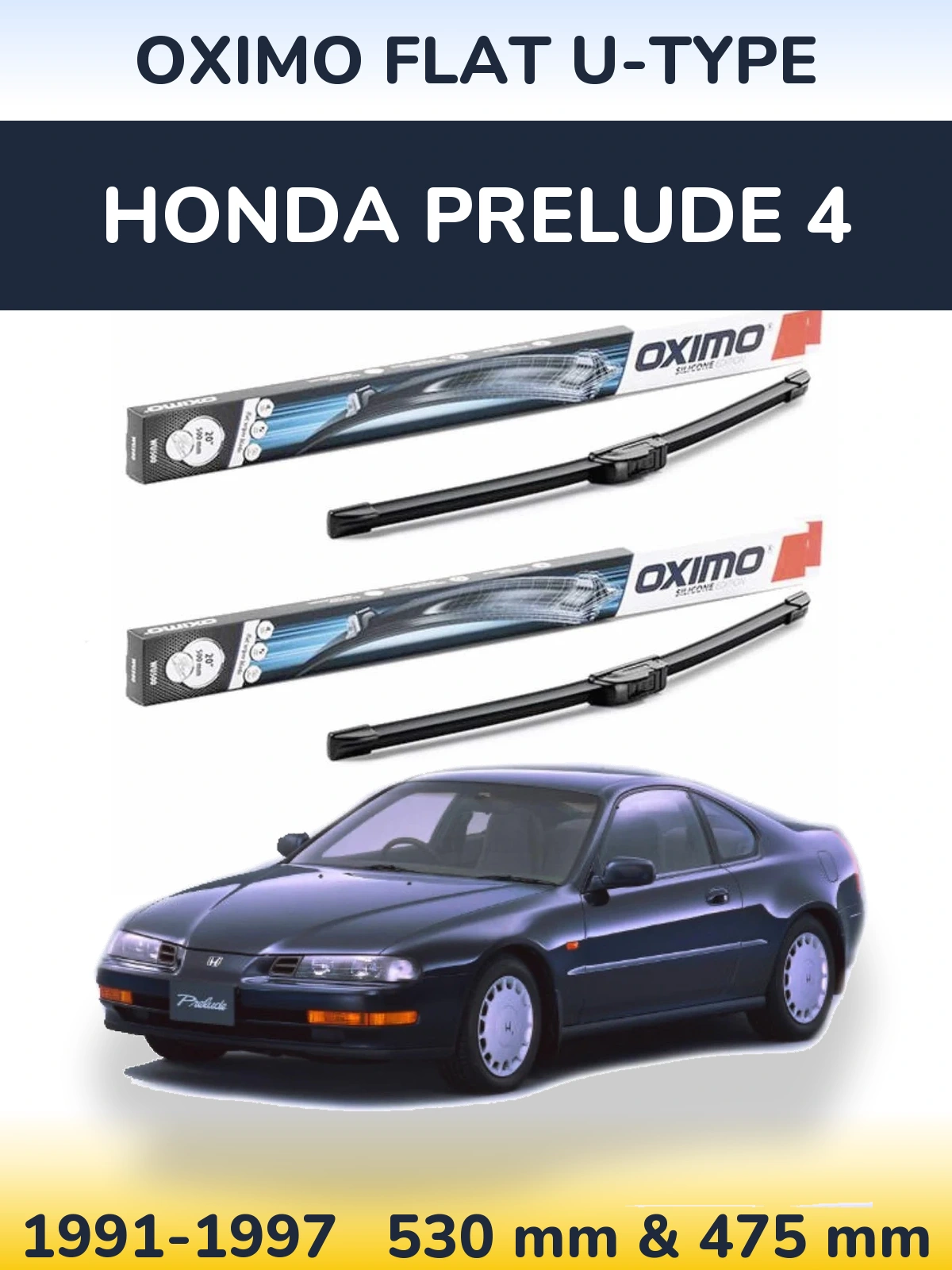 Sada předních stěračů Oximo Flat U-type 530 a 475 mm pro Honda Prelude 4 1991-1997