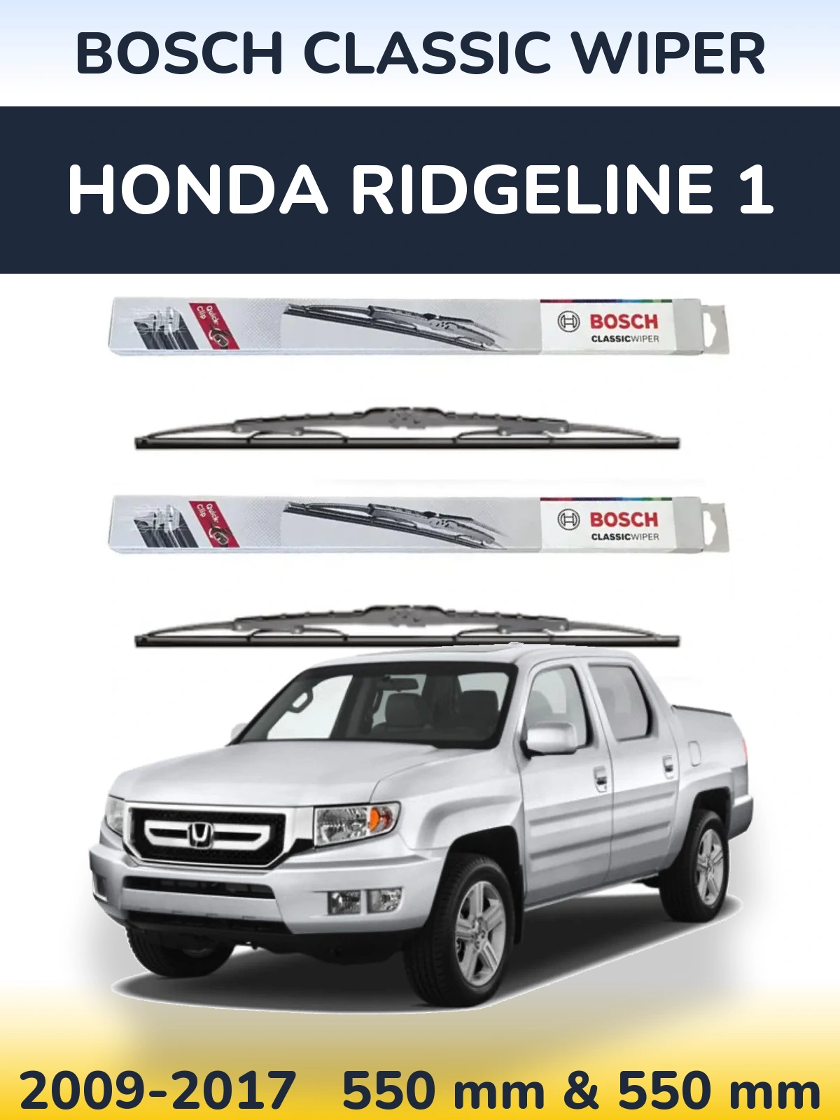 Sada předních stěračů BOSCH Classic Wiper 550 a 550 mm pro Honda Ridgeline 1 2009-2017