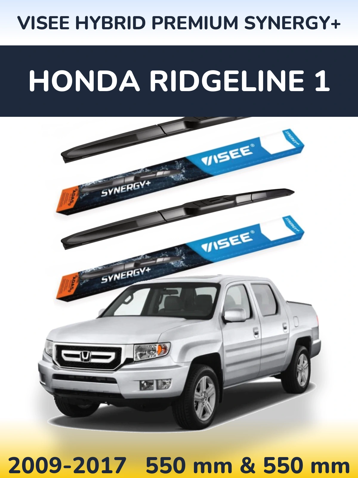 Sada předních stěračů VISEE HYBRID PREMIUM SYNERGY+ 550 a 550 mm pro Honda Ridgeline 1 2009-2017