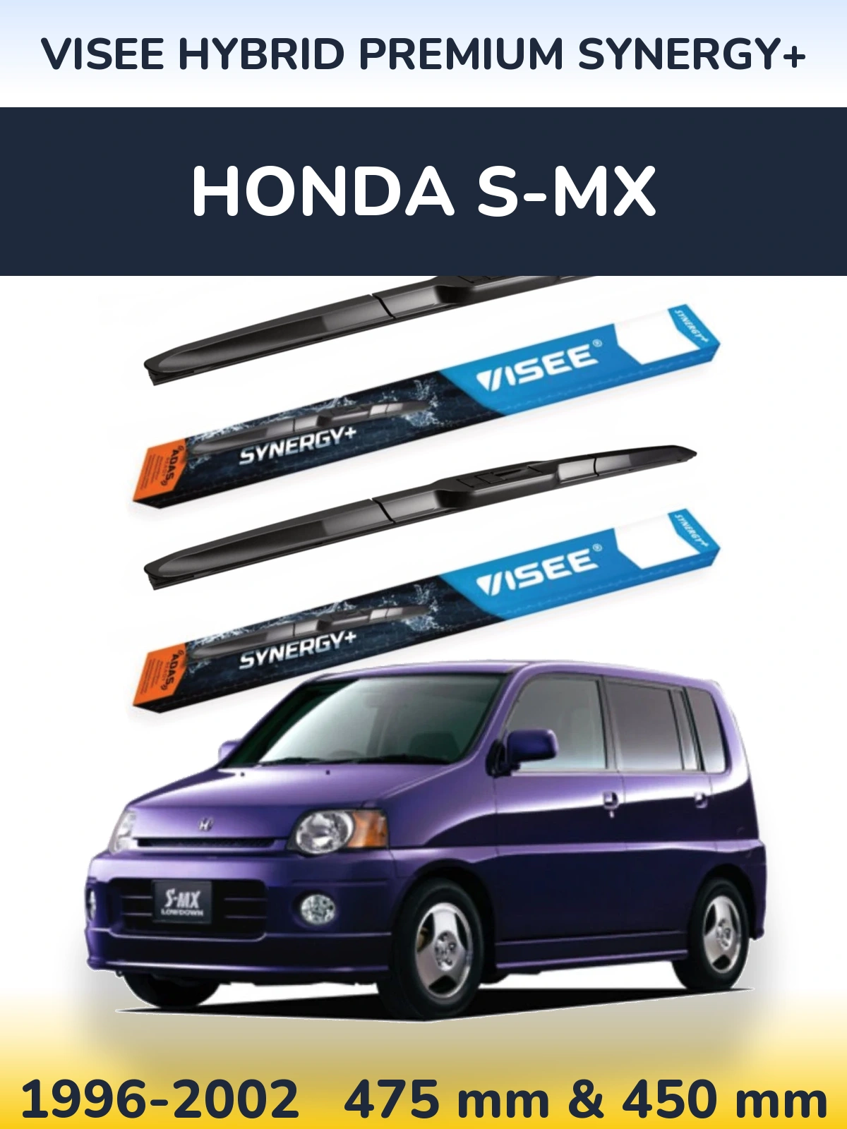 Sada předních stěračů VISEE HYBRID PREMIUM SYNERGY+ 475 a 450 mm pro Honda S-MX 1996-2002