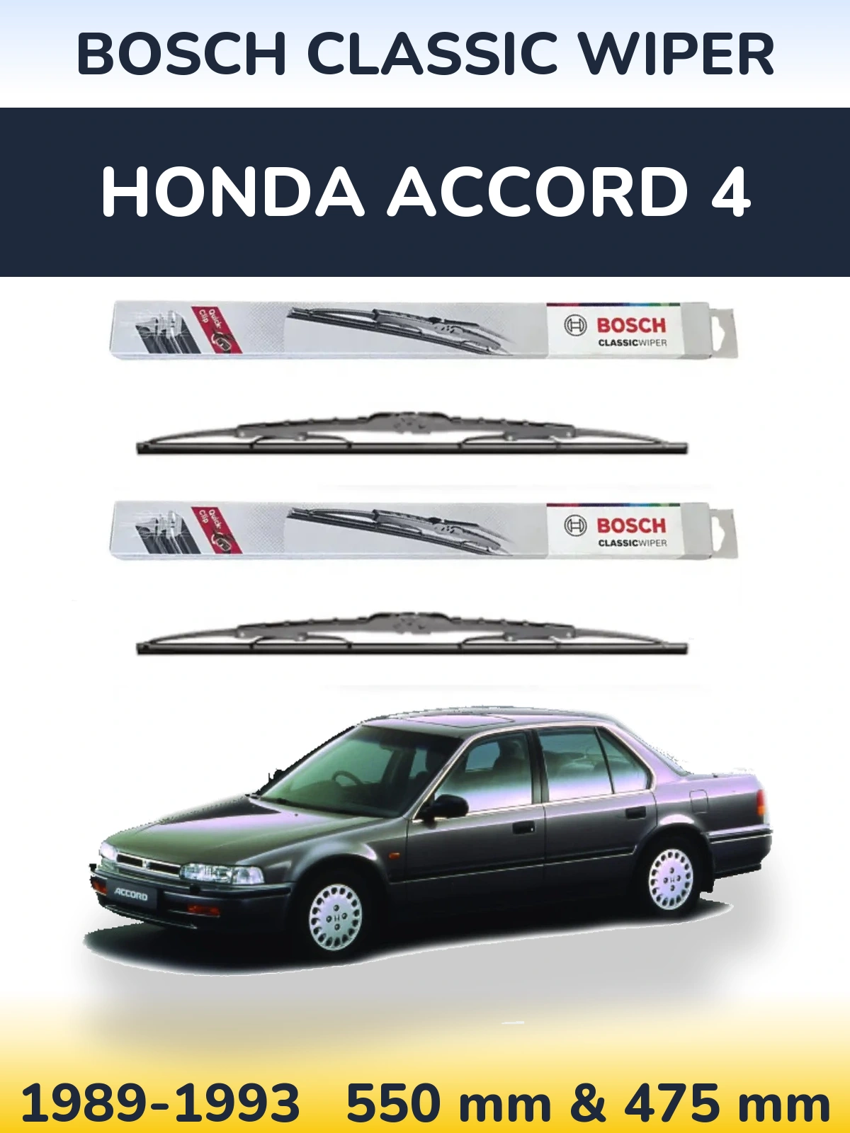 Sada předních stěračů BOSCH Classic Wiper 550 a 475 mm pro Honda Accord 4 1989-1993