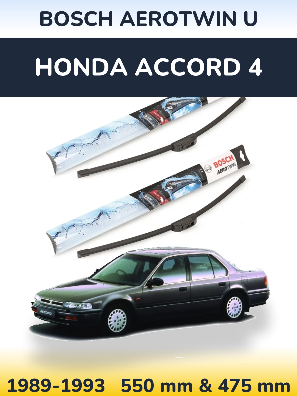 Sada předních stěračů BOSCH AeroTwin U 550 a 475 mm pro Honda Accord 4 1989-1993
