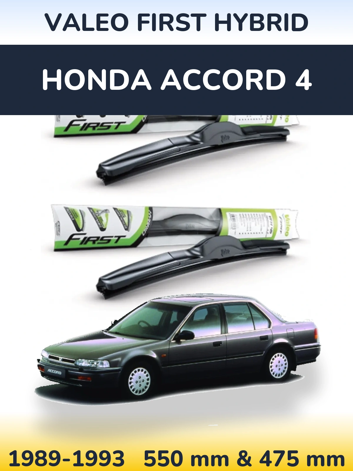 Sada předních stěračů Valeo First Hybrid 550 a 475 mm pro Honda Accord 4 1989-1993