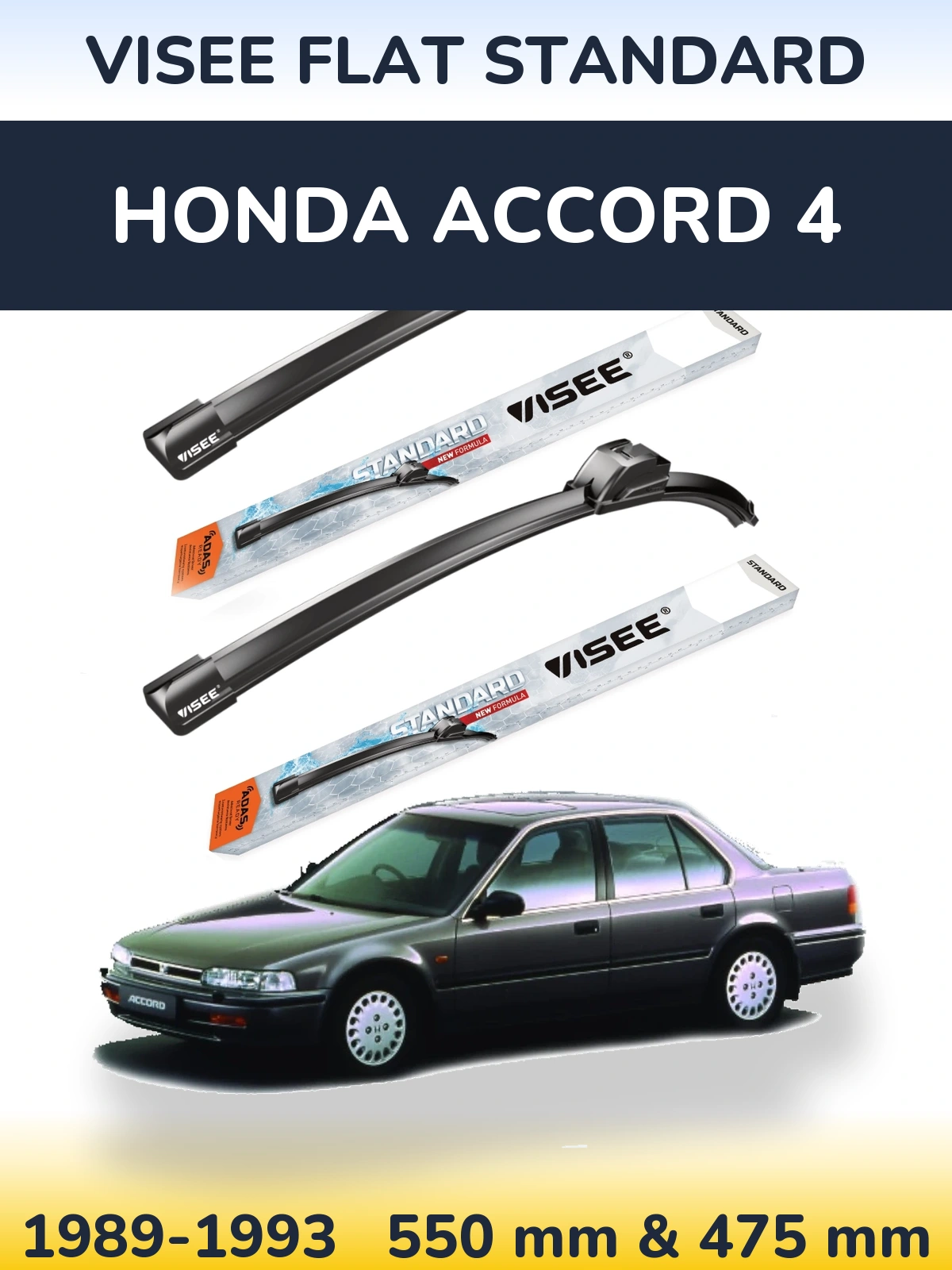 Sada předních stěračů VISEE FLAT STANDARD 550 a 475 mm pro Honda Accord 4 1989-1993